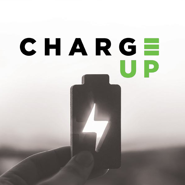 Battery icon with logo for Charge Up above